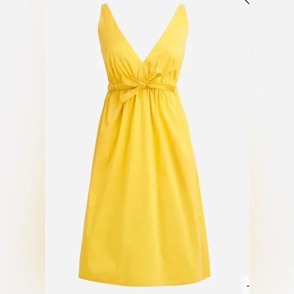 J Crew Collection Yellow Bowfront Sweet Formal Deep V-neck Taffeta Mini Dress 12
